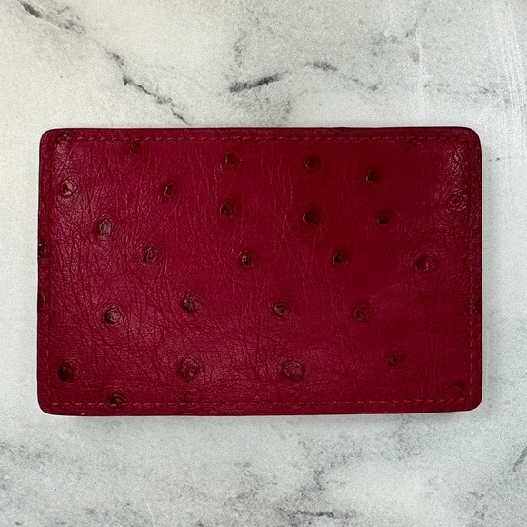 Louis Vuitton Ostrich Cardholder Magenta red/pink exotic card case wallet LV - Picture 8 of 11